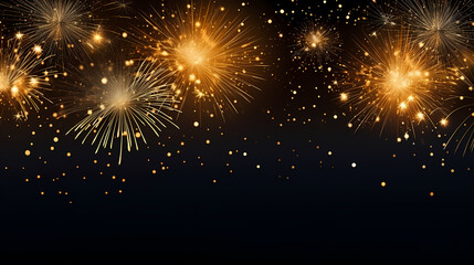 Naklejka premium Happy New Year, burning fireworks with bokeh light background