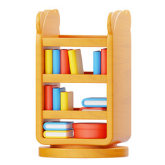 Wooden Modern Bookshelf 3D Icon