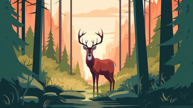 Flat vector of forest animal illustration