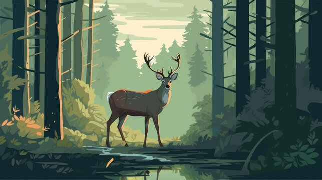 Flat vector of forest animal illustration