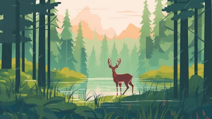 Foto op Canvas Flat vector of forest animal illustration © Thanos