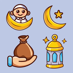 Set Of Ramadan Kareem Illustration Vector
