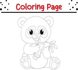 baby panda eating bamboo coloring page
