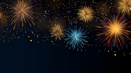 Fototapeta na wymiar Happy New Year, burning fireworks with bokeh light background