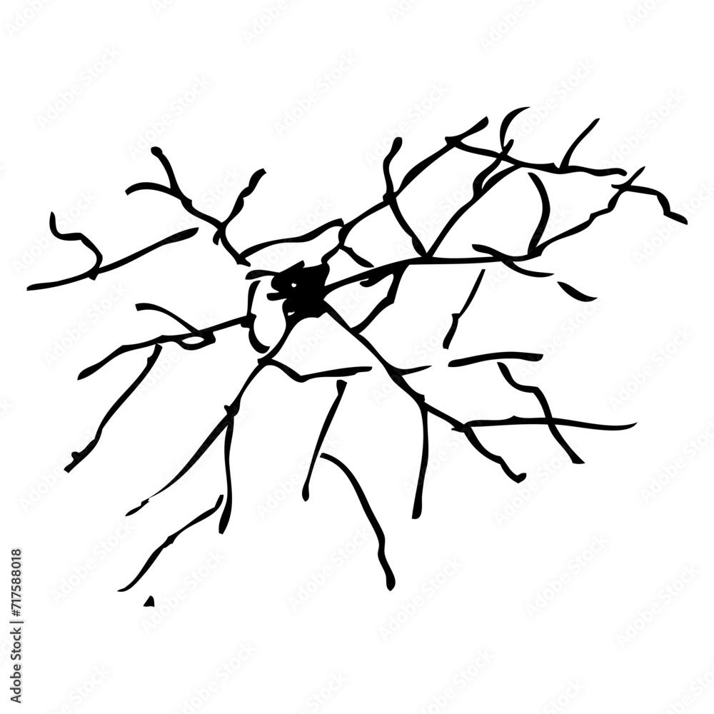 Wall mural crack, simple vector hand draw sketch doodle, isolated on white