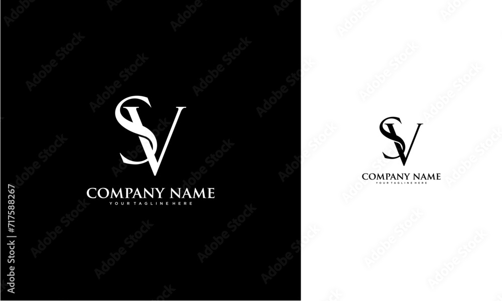 Fototapete SV or VS initial logo concept monogram,logo template designed to make your logo process easy and approachable. All colors and text can be modified.