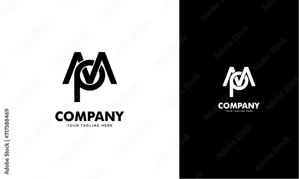 Fototapete MP or PM initial logo concept monogram,logo template designed to make your logo process easy and approachable. All colors and text can be modified