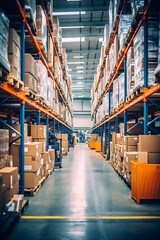 Ein Gang in einer modernen Lagerhalle 