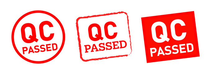 QC passed quality control stamp emblem red color