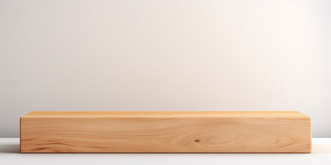 Fototapeta premium Versatile Wooden Tabletop Mockup: Showcase Merchandise with this Isolated Shelf Table Template