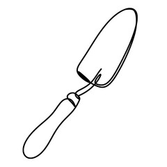 Gardening trowel single line drawing
