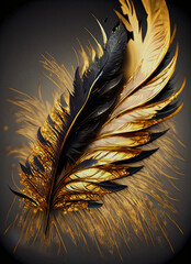 Oil painting,Golden feather of the firebird.
