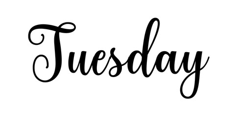 Happy TUESDAY – Text banner with beautiful calligraphy about a day of the week - obrazy, fototapety, plakaty