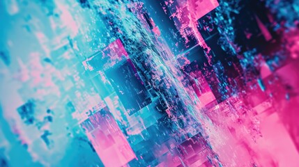 Abstract Digital Art in Pink and Blue Tones