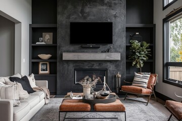 Modern Living Room with Dark Aesthetic