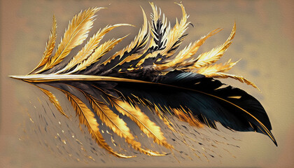 Oil painting,Golden feather of the firebird.
