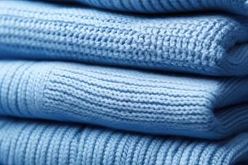 Closeup tack of casual blue sweaters as background