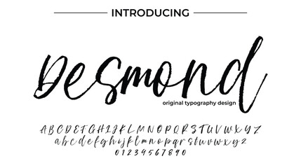 Desmond. Handdrawn calligraphic vector font for hand drawn messages. Modern gentle calligraphy