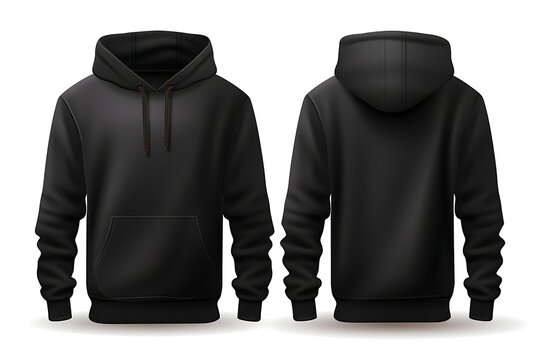 Ein schwarzer Kapuzenpullover auf wei&szlig;em Hintergrund 