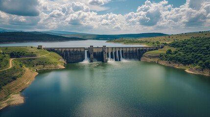 Fototapeta premium Hydroelectric dam on the river