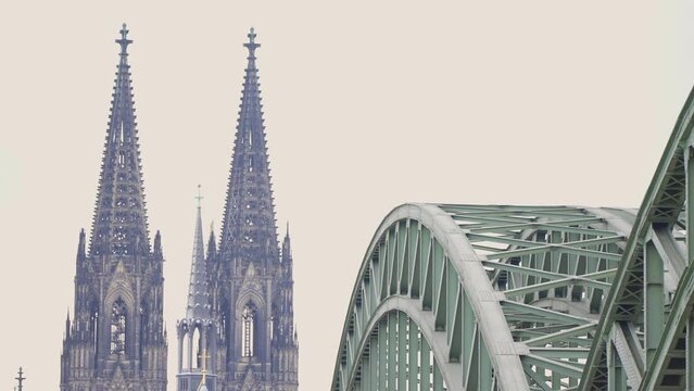 Cologne Cathedral and Bridge Architecture In The Right