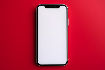 Smartphone mit weißem Bildschirm auf rotem Hintergrund