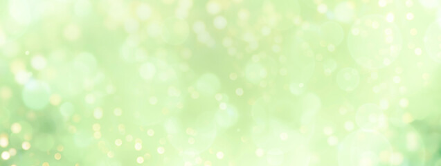 spring background - abstract banner - green and gold blurred bokeh lights -	 - 717598073