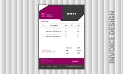 Unique and attractive invoice design for business