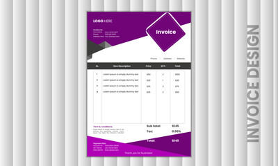 Attractive and unique invoice design for business