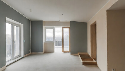 unfurnished house or apartment in bright colors. Generative AI.