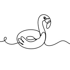 Flamingo inflatable one line art drawing