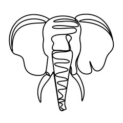 Elephant head  single line art drawing 