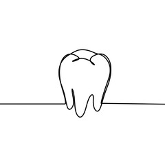 Tooth continuous one single line drawn 