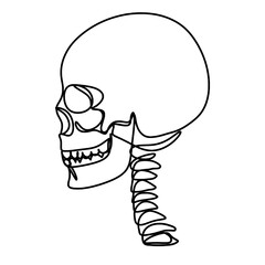Human head skull one line drawing 