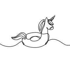 Inflatable unicorn float one line art drawing 