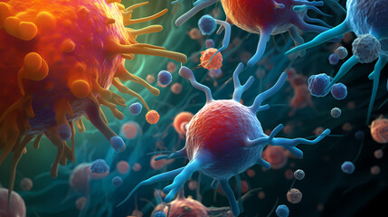 Cell background, virus cells, medical research background