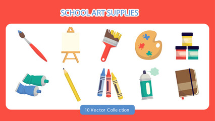 Naklejka premium School Art Supplies Vector Set