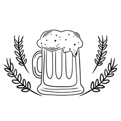 Beer mug with ears of barley hand drawn