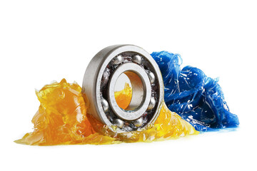 Grease and ball bearing  isolated on white background with clipping path, lithium machinery...