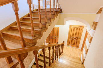 interior apartment room stairs, wooden steps staircase inside house