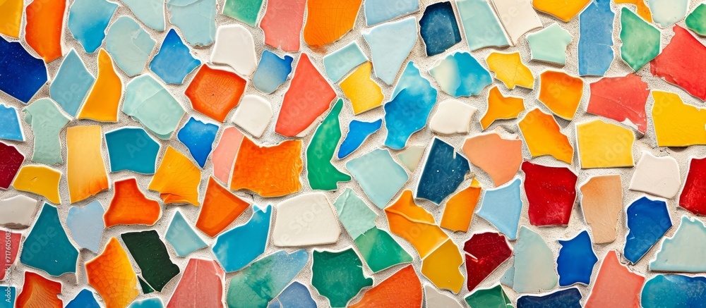 Poster colorful ceramic tile fragments create an endless, bright abstract mosaic pattern for design and dec