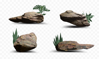 3D Vector stone podium presentation mock up, show cosmetic product display stage pedestal background design