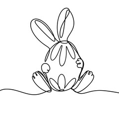 Rabbit hugging egg one line