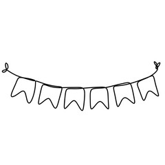 Bunting flags one line drawing 