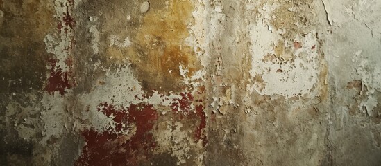 Obraz premium The worn-out, weathered walls are coated in dirty and damaged paint.