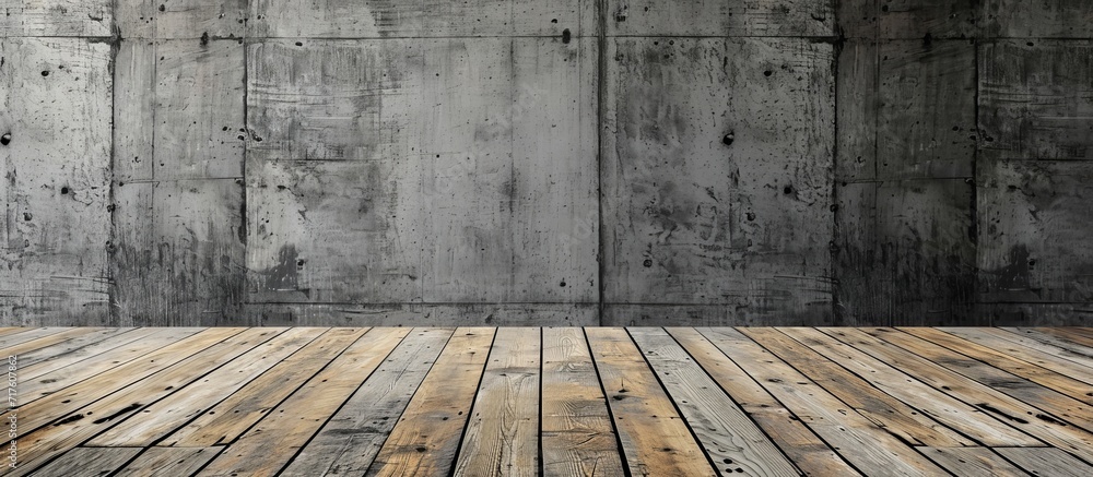 Aufkleber text and background can utilize concrete walls and a color wood floor, leaving space for copying.