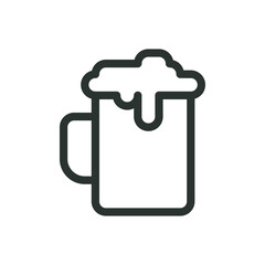 Medieval brewery isolated icon, beer cup with foam vector symbol with editable stroke