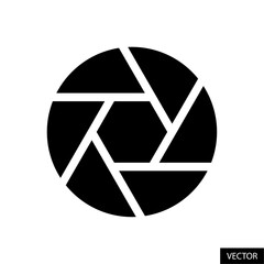 Aperture, camera lens vector icon in glyph style design for website, app, UI, isolated on white background. Vector illustration.