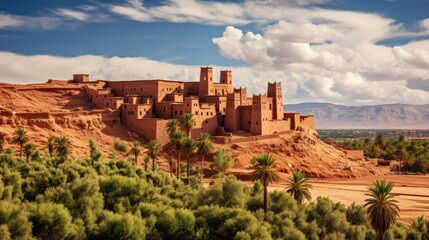 Kasbah in Ait-Ben-Haddou, a Historic Bergdorf in Morocco's Atlas Mountains - obrazy, fototapety, plakaty