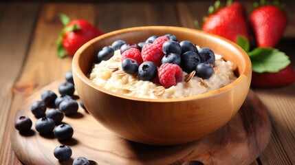 Healthy Breakfast Choice: Delicious Bowl of Oatmeal Porridge for a Wholesome and Nutritious Meal